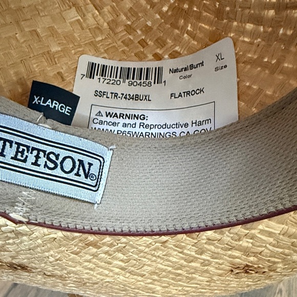 Stetson Flatrock Natural Burnt Cowboy Hat Brown braided Band size XL main image 9